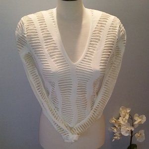 Authentic Christian Dior Boutique Paris perforated ivory Vneck…